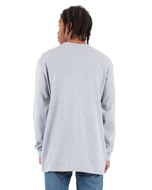 Unisex Heavyweight Thermal Long Sleeve T-Shirt - Heather Grey Back