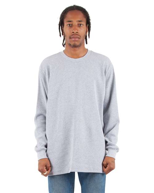 Unisex Heavyweight Thermal Long Sleeve T-Shirt - Heather Grey Front