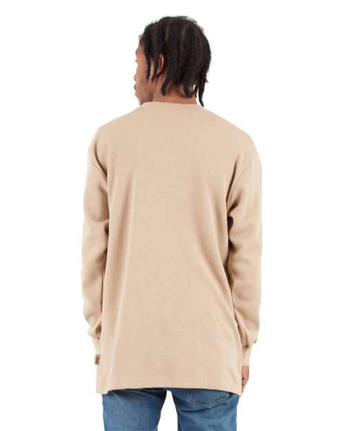 Unisex Heavyweight Thermal Long Sleeve T-Shirt - Khaki Back