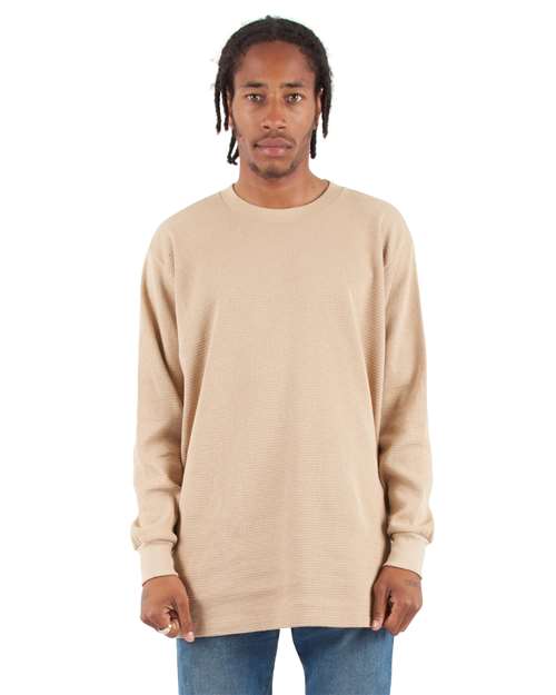 Unisex Heavyweight Thermal Long Sleeve T-Shirt - Khaki Front