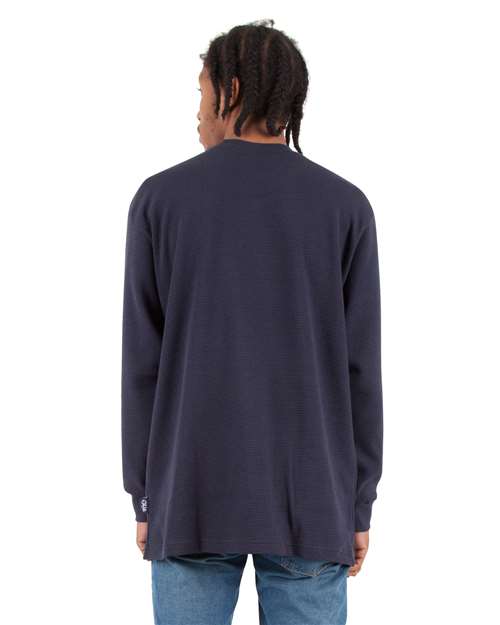 Unisex Heavyweight Thermal Long Sleeve T-Shirt - Navy Back