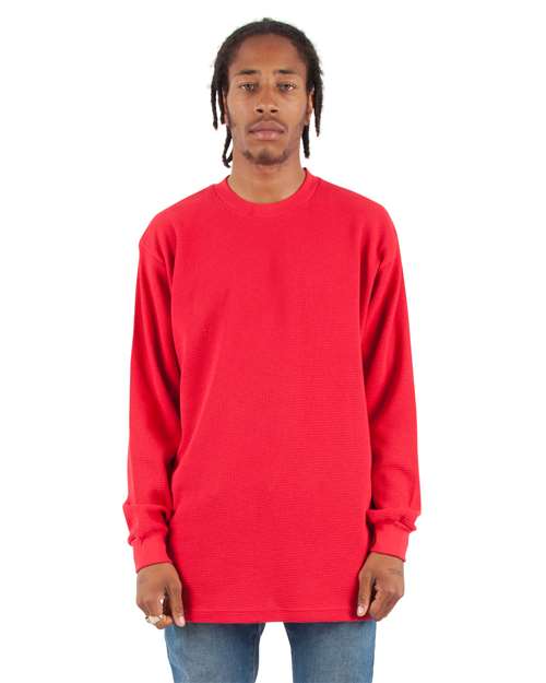 Unisex Heavyweight Thermal Long Sleeve T-Shirt - Red Front
