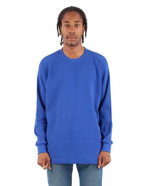 Unisex Heavyweight Thermal Long Sleeve T-Shirt - Royal Front