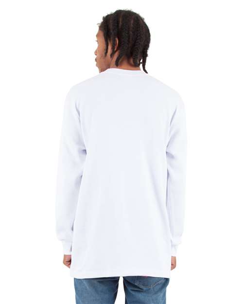 Unisex Heavyweight Thermal Long Sleeve T-Shirt - White Back