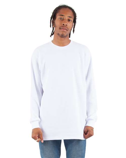 Unisex Heavyweight Thermal Long Sleeve T-Shirt - White Front