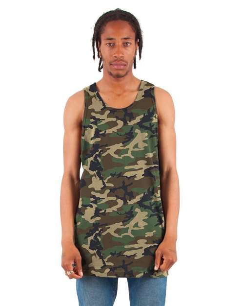 Unisex Active Tank - Camo Green Front
