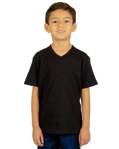 Youth V-Neck T-Shirt - Black Front
