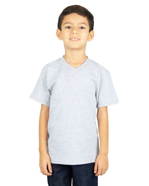 Youth V-Neck T-Shirt - Heather Grey Front