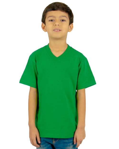 Youth V-Neck T-Shirt - Kelly Green Front