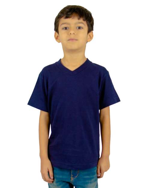 Youth V-Neck T-Shirt - Navy Front