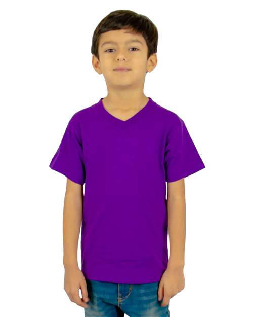 Youth V-Neck T-Shirt - Purple Front