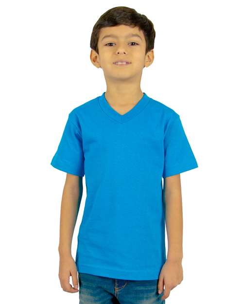 Youth V-Neck T-Shirt - Turquoise Front