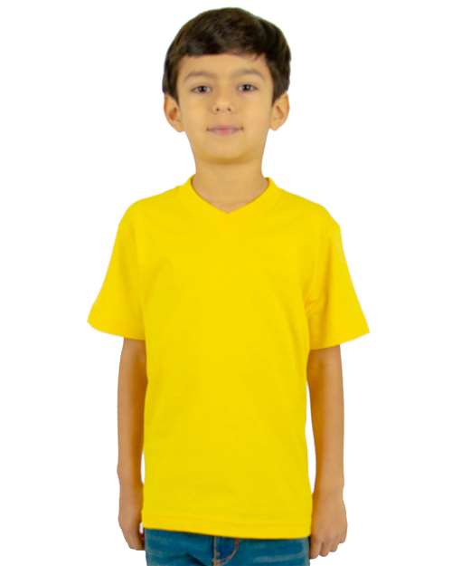 Youth V-Neck T-Shirt - Yellow Front
