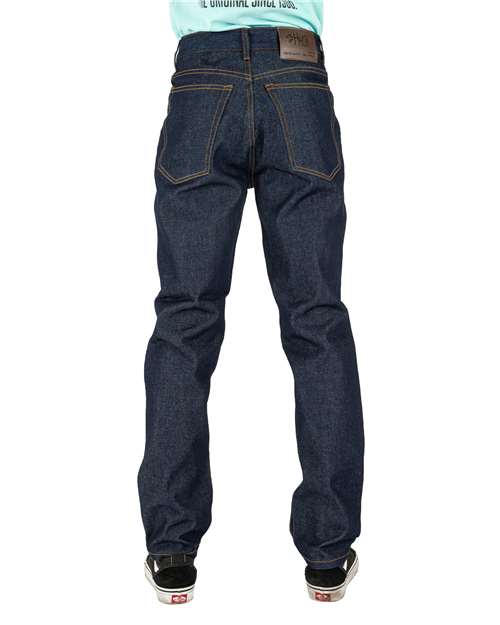 Unisex Raw Denim Straight-Leg Jean Pants - Raw Indigo_34 Back