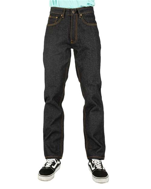 Unisex Raw Denim Straight-Leg Jean Pants - Raw Indigo_36 Front