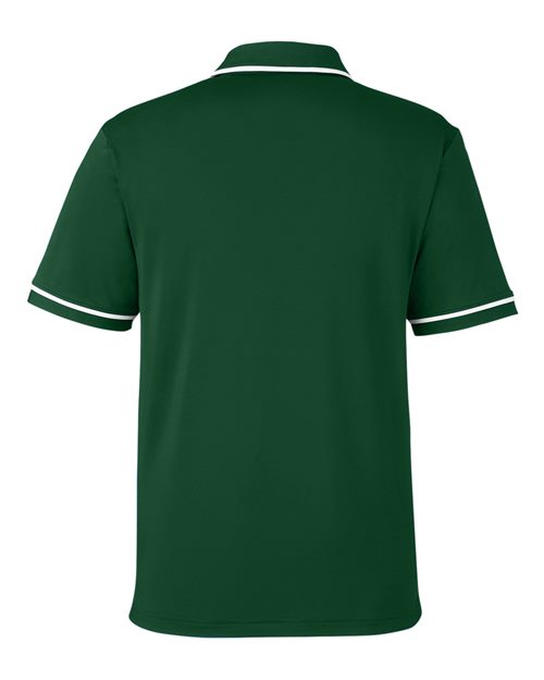 Men's Tipped Teams Performance Polo - Forest Green/ White Back