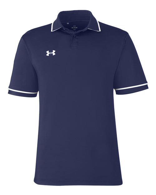 Men's Tipped Teams Performance Polo - Midnight Navy/ White Front