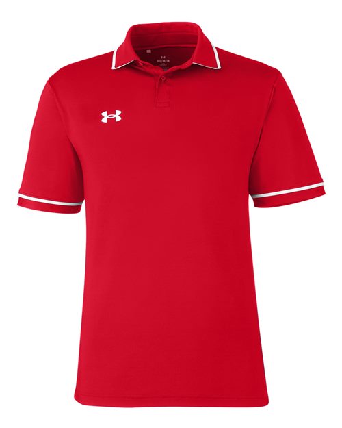 Men's Tipped Teams Performance Polo - Red/ White Front