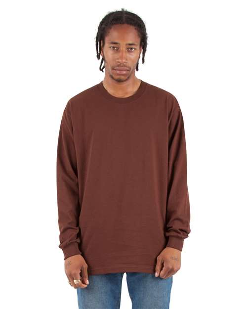 Unisex Tall Max Heavyweight Long Sleeve T-Shirt - Brown Front