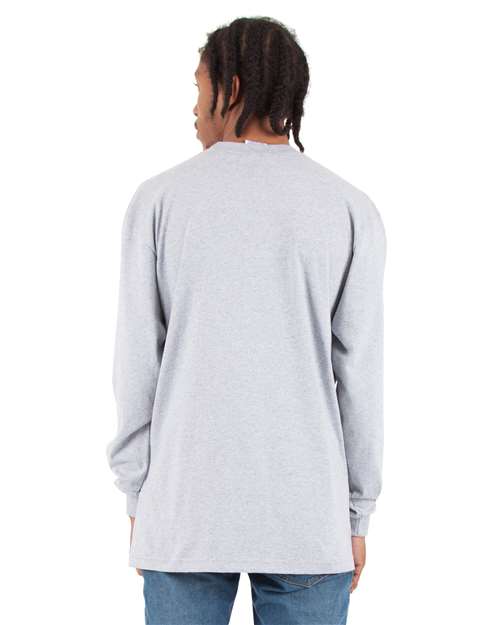 Unisex Tall Max Heavyweight Long Sleeve T-Shirt - Heather Grey Back