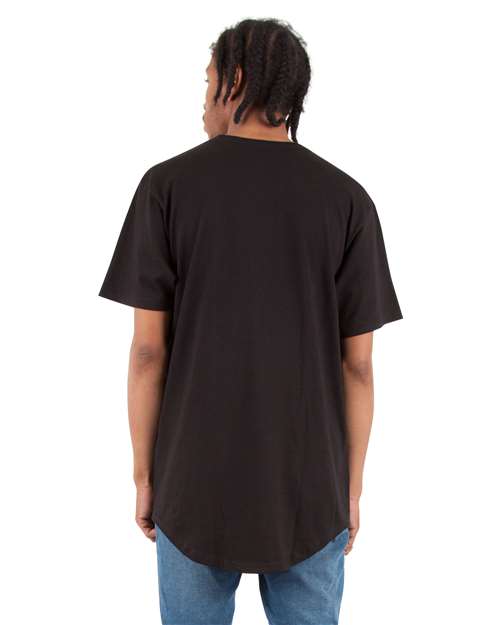 Unisex Curved Hem Long T-Shirt - Black Back