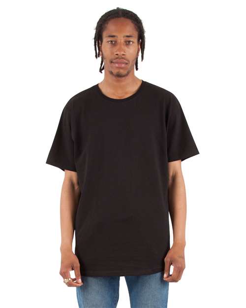 Unisex Curved Hem Long T-Shirt - Black Front