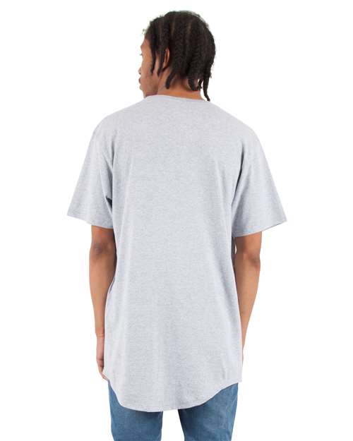 Unisex Curved Hem Long T-Shirt - Heather Grey Back