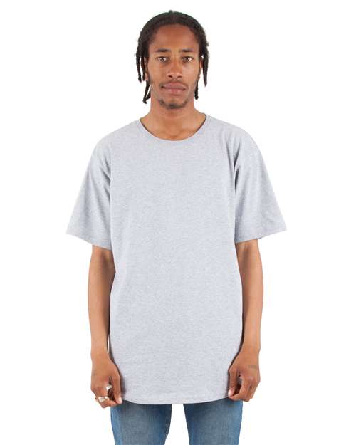 Unisex Curved Hem Long T-Shirt - Heather Grey Front