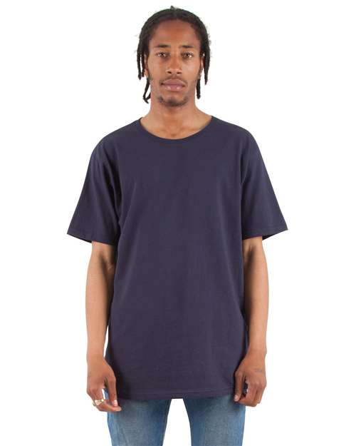 Unisex Curved Hem Long T-Shirt - Navy Front