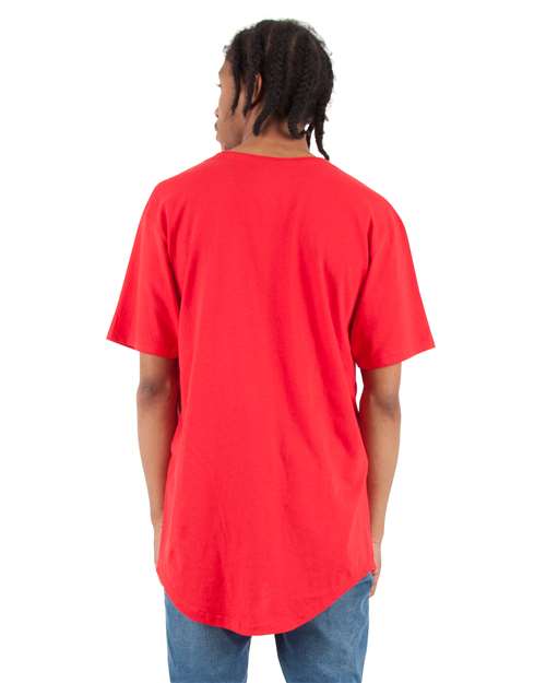 Unisex Curved Hem Long T-Shirt - Red Back