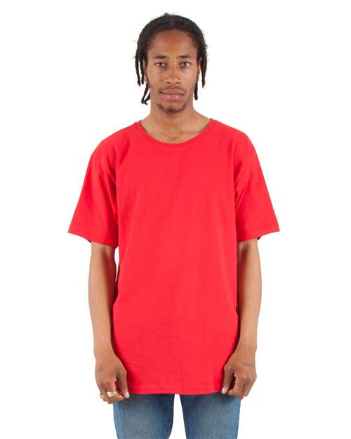 Unisex Curved Hem Long T-Shirt - Red Front