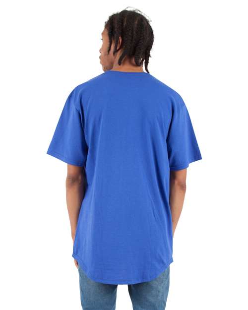 Unisex Curved Hem Long T-Shirt - Royal Back