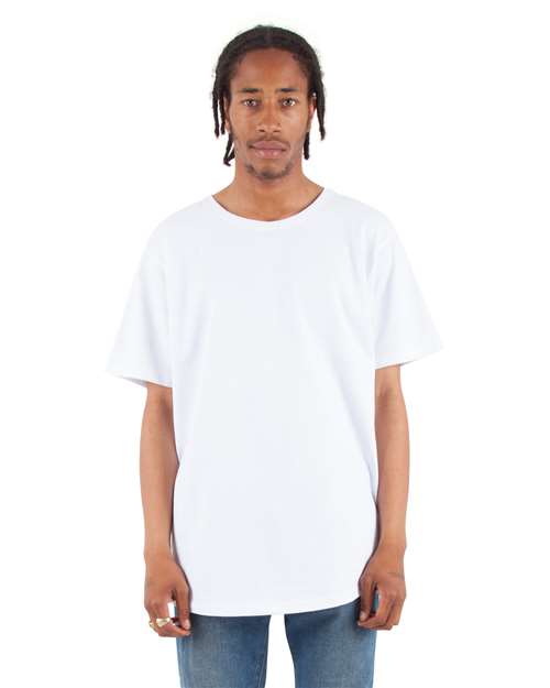 Unisex Curved Hem Long T-Shirt - White Front