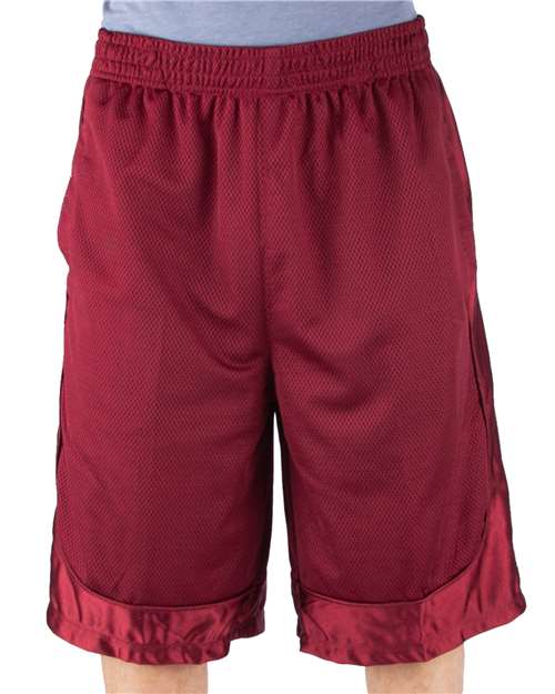 Unisex Mesh Shorts - Burgundy Front