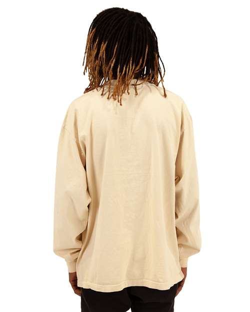 Unisex Max Heavyweight Garment-Dyed Long Sleeve T-Shirt - Cream Back