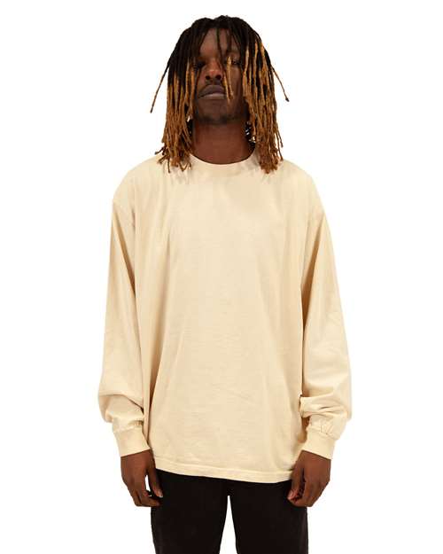 Unisex Max Heavyweight Garment-Dyed Long Sleeve T-Shirt - Cream Front