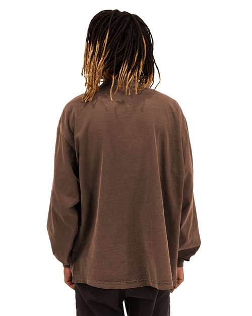 Unisex Max Heavyweight Garment-Dyed Long Sleeve T-Shirt - Mocha Back
