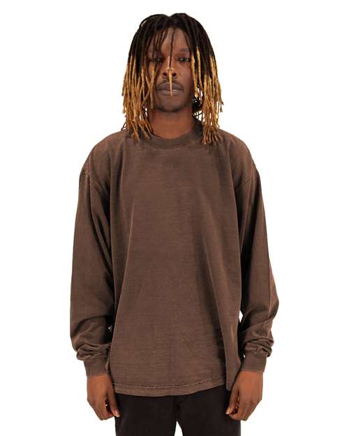 Unisex Max Heavyweight Garment-Dyed Long Sleeve T-Shirt - Mocha Front