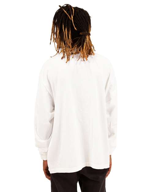 Unisex Max Heavyweight Garment-Dyed Long Sleeve T-Shirt - White Back