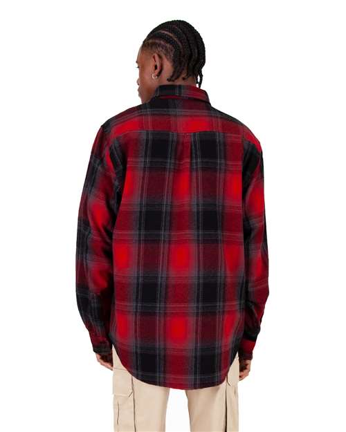 Unisex Plaid Flannel Overshirt - Red/ Black Back