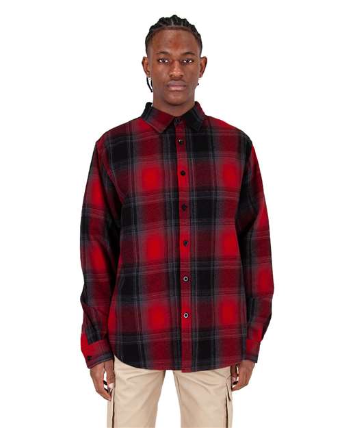 Unisex Plaid Flannel Overshirt - Red/ Black Front