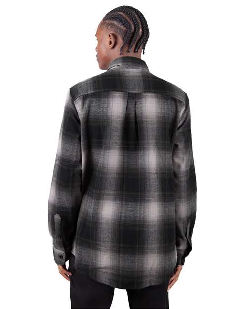 Unisex Plaid Flannel Overshirt - Shadow/ Black Back
