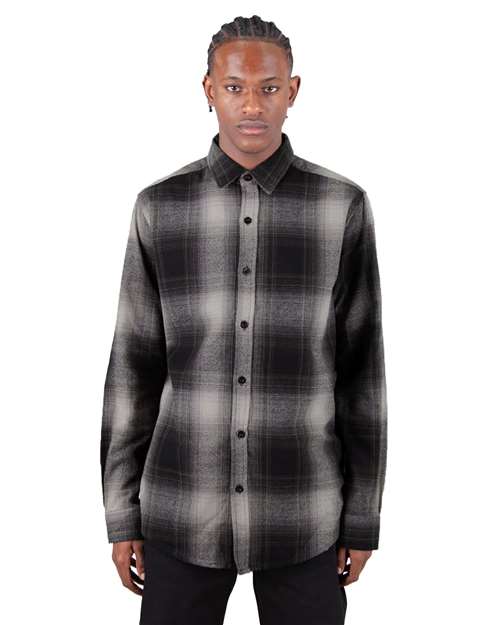 Unisex Plaid Flannel Overshirt - Shadow/ Black Front