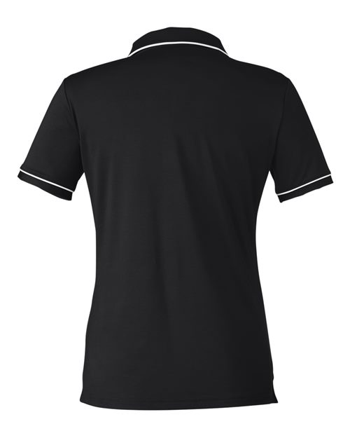 Women's Tipped Teams Performance Polo - Black/ White Back