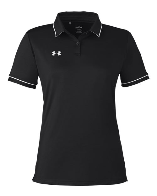 Women's Tipped Teams Performance Polo - Black/ White Front