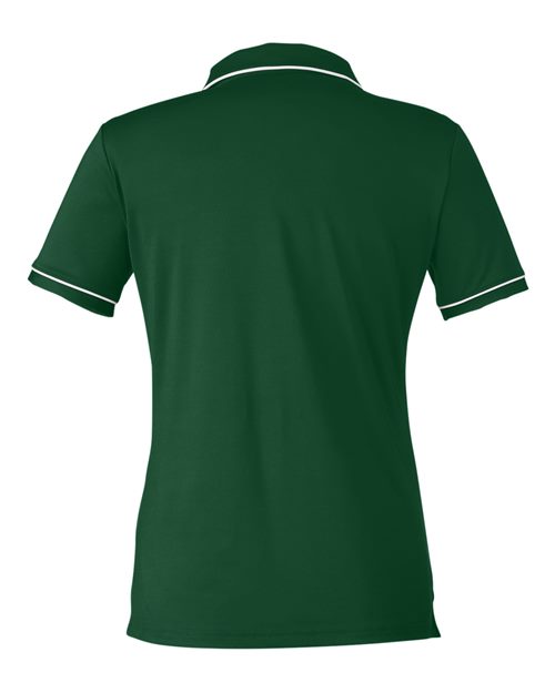 Women's Tipped Teams Performance Polo - Forest Green/ White Back