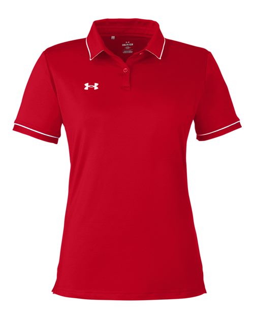 Women's Tipped Teams Performance Polo - Red/ White Front