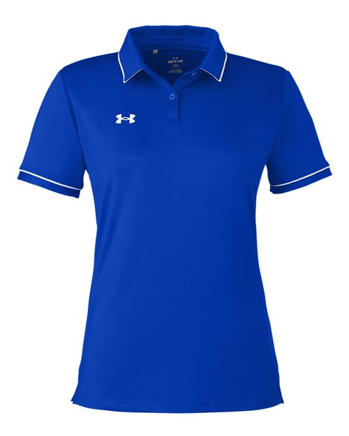 Women's Tipped Teams Performance Polo - Royal/ White Front