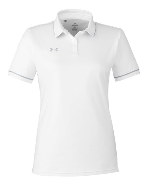 Women's Tipped Teams Performance Polo - White/ Mod Grey Front