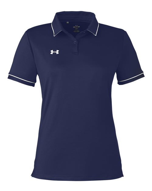 Women's Tipped Teams Performance Polo - Midnight Navy/ White Front